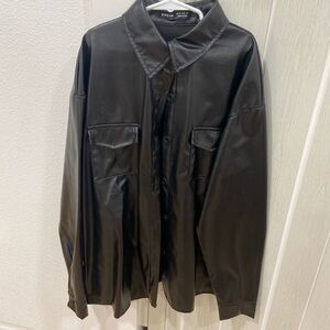 Pleather shacket